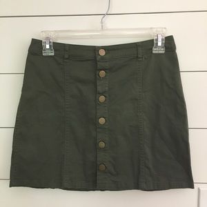 Olive Green Forever 21 Button-Up Skirt
